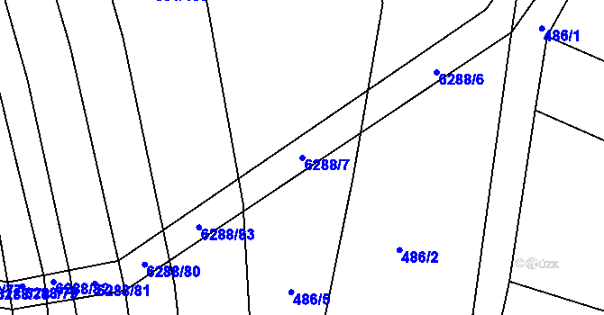 Parcela st. 6288/7 v KÚ Šumice u Uherského Brodu, Katastrální mapa