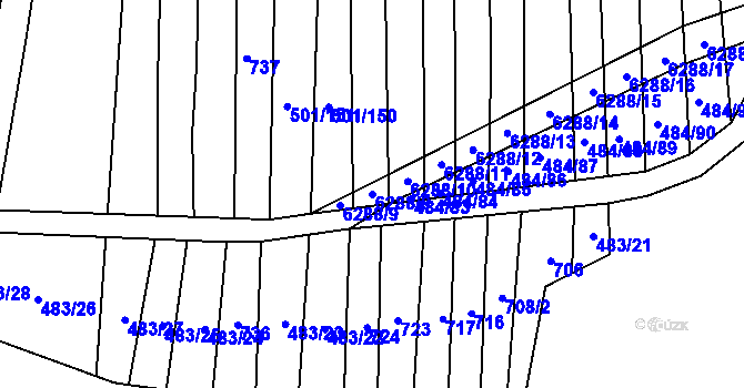 Parcela st. 6288/8 v KÚ Šumice u Uherského Brodu, Katastrální mapa