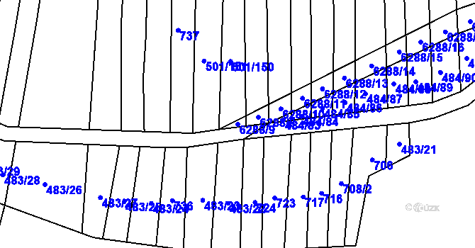 Parcela st. 6288/9 v KÚ Šumice u Uherského Brodu, Katastrální mapa