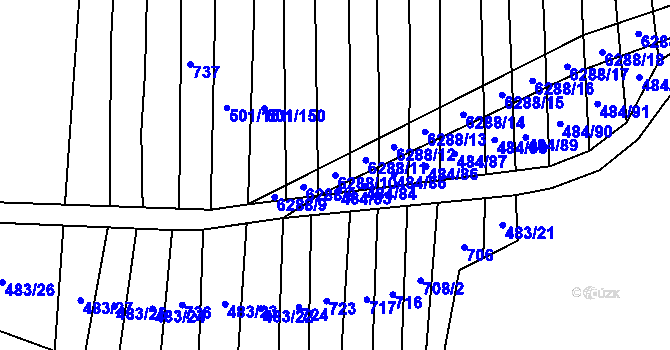 Parcela st. 6288/10 v KÚ Šumice u Uherského Brodu, Katastrální mapa