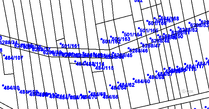 Parcela st. 6288/44 v KÚ Šumice u Uherského Brodu, Katastrální mapa
