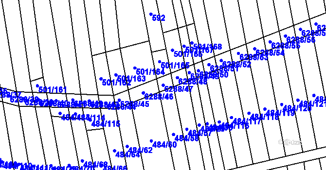 Parcela st. 6288/47 v KÚ Šumice u Uherského Brodu, Katastrální mapa