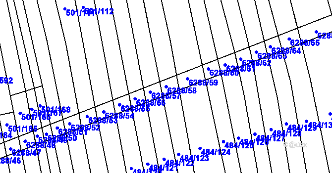 Parcela st. 6288/58 v KÚ Šumice u Uherského Brodu, Katastrální mapa