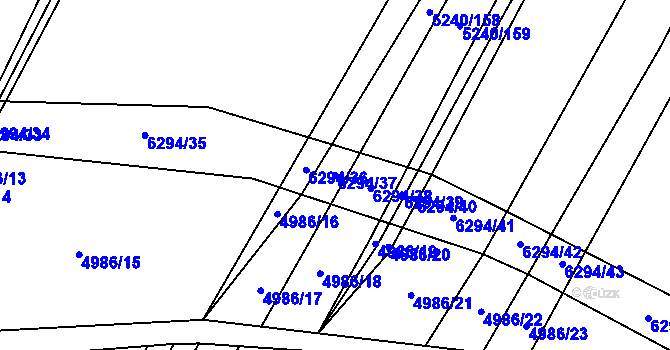 Parcela st. 6294/37 v KÚ Šumice u Uherského Brodu, Katastrální mapa