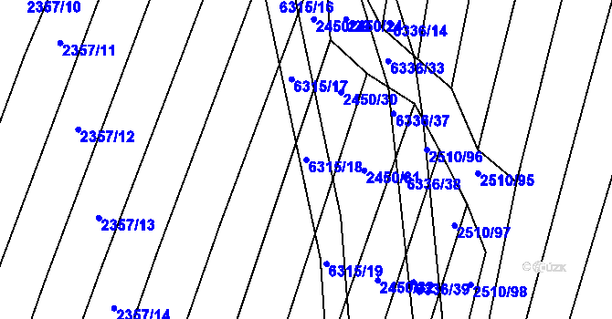 Parcela st. 6315/18 v KÚ Šumice u Uherského Brodu, Katastrální mapa