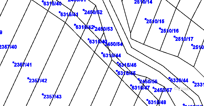 Parcela st. 6315/44 v KÚ Šumice u Uherského Brodu, Katastrální mapa