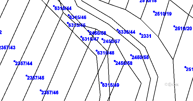 Parcela st. 6315/48 v KÚ Šumice u Uherského Brodu, Katastrální mapa