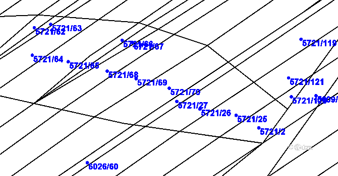 Parcela st. 5721/70 v KÚ Šumice u Uherského Brodu, Katastrální mapa