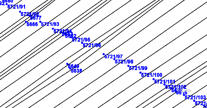 Parcela st. 5721/97 v KÚ Šumice u Uherského Brodu, Katastrální mapa