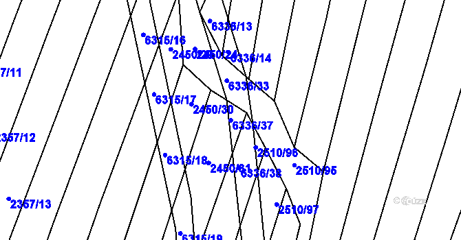Parcela st. 6336/37 v KÚ Šumice u Uherského Brodu, Katastrální mapa