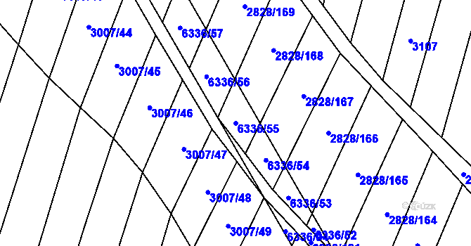 Parcela st. 6336/55 v KÚ Šumice u Uherského Brodu, Katastrální mapa