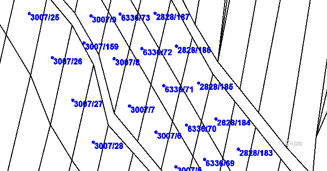 Parcela st. 6336/71 v KÚ Šumice u Uherského Brodu, Katastrální mapa