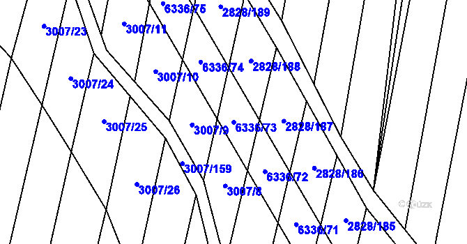 Parcela st. 6336/73 v KÚ Šumice u Uherského Brodu, Katastrální mapa