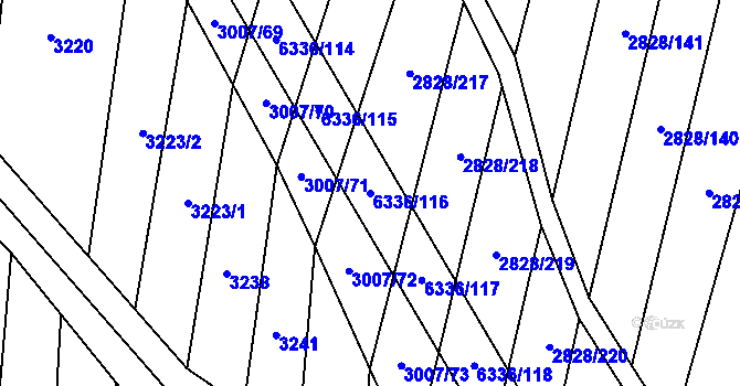 Parcela st. 6336/116 v KÚ Šumice u Uherského Brodu, Katastrální mapa