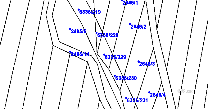 Parcela st. 6336/229 v KÚ Šumice u Uherského Brodu, Katastrální mapa