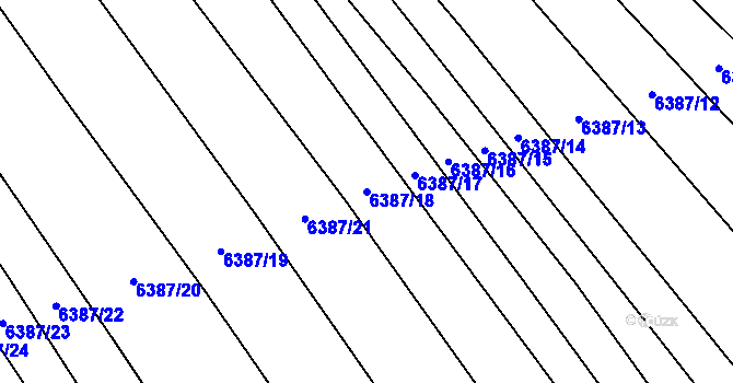 Parcela st. 6387/18 v KÚ Šumice u Uherského Brodu, Katastrální mapa