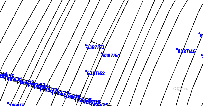 Parcela st. 6387/51 v KÚ Šumice u Uherského Brodu, Katastrální mapa