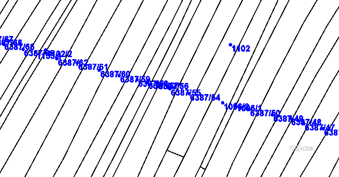 Parcela st. 6387/55 v KÚ Šumice u Uherského Brodu, Katastrální mapa