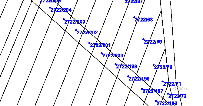 Parcela st. 2722/200 v KÚ Šumice u Uherského Brodu, Katastrální mapa