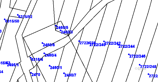 Parcela st. 2722/238 v KÚ Šumice u Uherského Brodu, Katastrální mapa