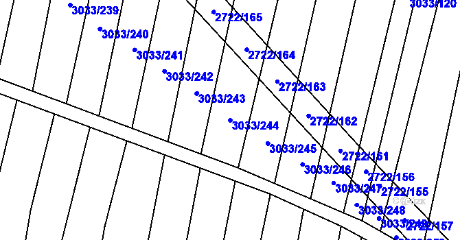 Parcela st. 3033/244 v KÚ Šumice u Uherského Brodu, Katastrální mapa