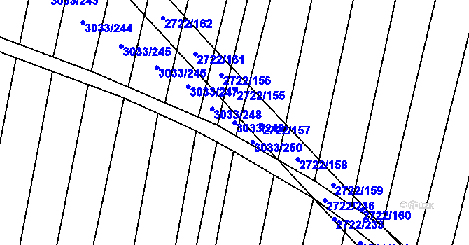 Parcela st. 3033/249 v KÚ Šumice u Uherského Brodu, Katastrální mapa