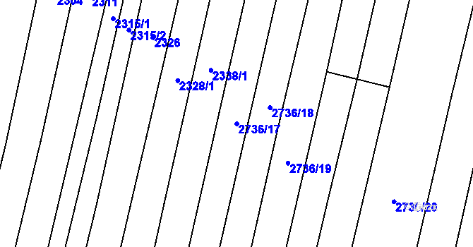 Parcela st. 2736/17 v KÚ Šumice u Uherského Brodu, Katastrální mapa