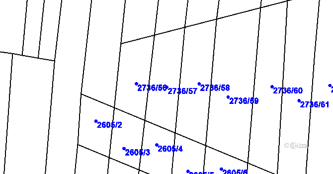 Parcela st. 2736/57 v KÚ Šumice u Uherského Brodu, Katastrální mapa