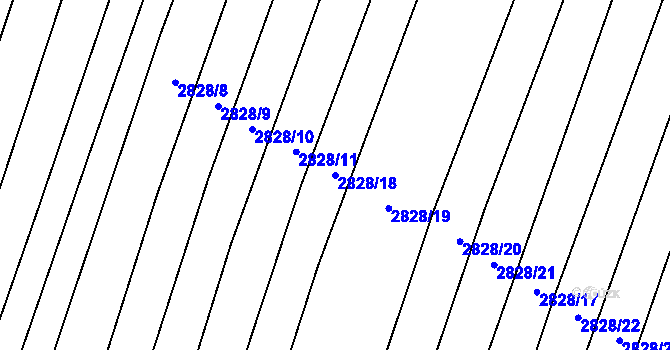 Parcela st. 2828/18 v KÚ Šumice u Uherského Brodu, Katastrální mapa