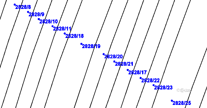 Parcela st. 2828/20 v KÚ Šumice u Uherského Brodu, Katastrální mapa