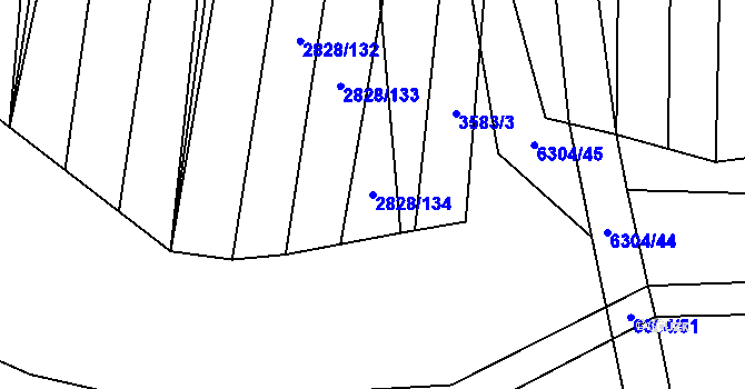 Parcela st. 2828/134 v KÚ Šumice u Uherského Brodu, Katastrální mapa
