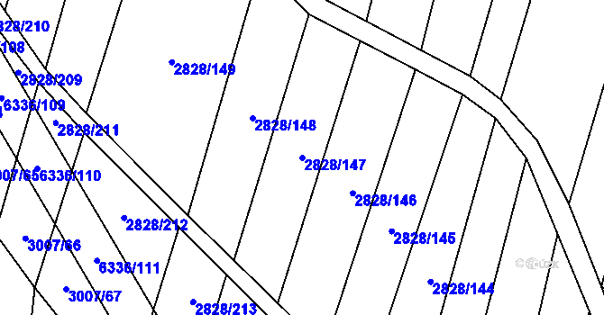 Parcela st. 2828/147 v KÚ Šumice u Uherského Brodu, Katastrální mapa