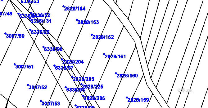 Parcela st. 2828/161 v KÚ Šumice u Uherského Brodu, Katastrální mapa