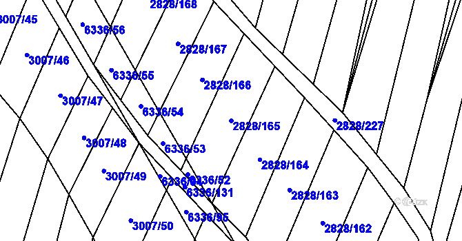 Parcela st. 2828/165 v KÚ Šumice u Uherského Brodu, Katastrální mapa