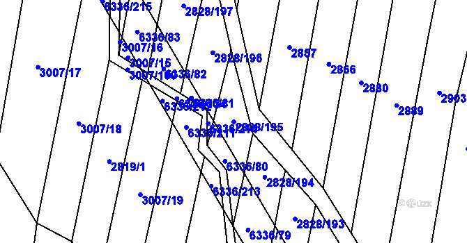 Parcela st. 2828/195 v KÚ Šumice u Uherského Brodu, Katastrální mapa