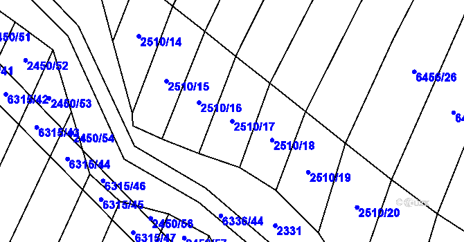 Parcela st. 2510/17 v KÚ Šumice u Uherského Brodu, Katastrální mapa