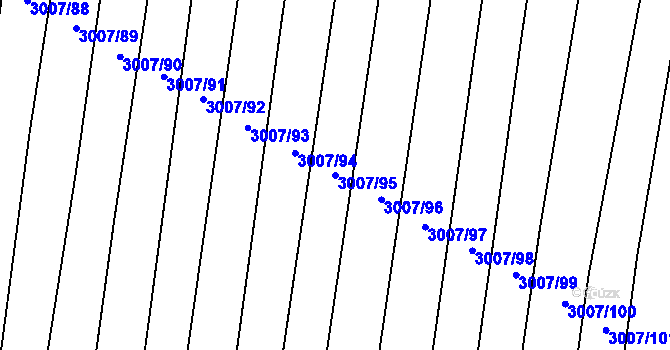 Parcela st. 3007/95 v KÚ Šumice u Uherského Brodu, Katastrální mapa