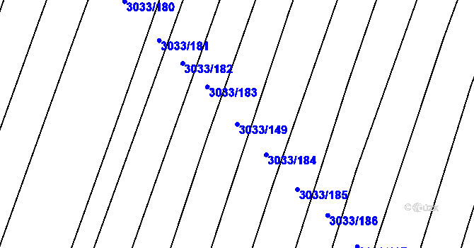 Parcela st. 3033/149 v KÚ Šumice u Uherského Brodu, Katastrální mapa