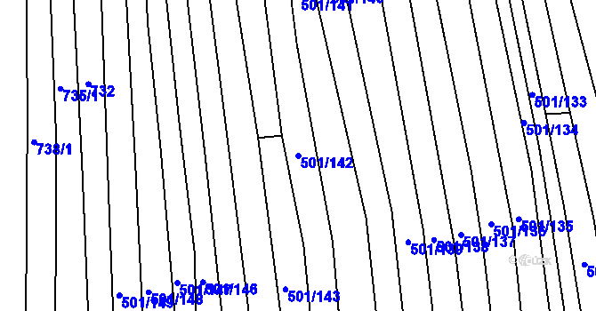 Parcela st. 501/142 v KÚ Šumice u Uherského Brodu, Katastrální mapa