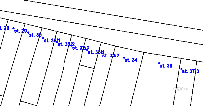 Parcela st. 33/2 v KÚ Šumice u Uherského Brodu, Katastrální mapa