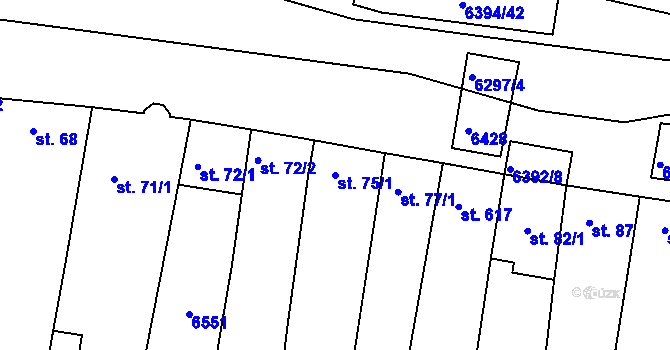Parcela st. 75/1 v KÚ Šumice u Uherského Brodu, Katastrální mapa
