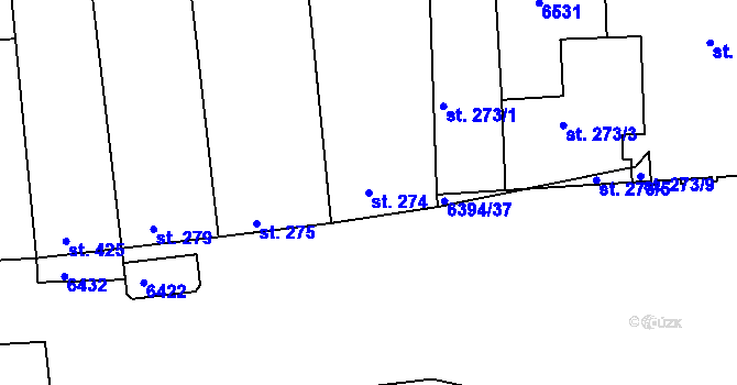 Parcela st. 274 v KÚ Šumice u Uherského Brodu, Katastrální mapa