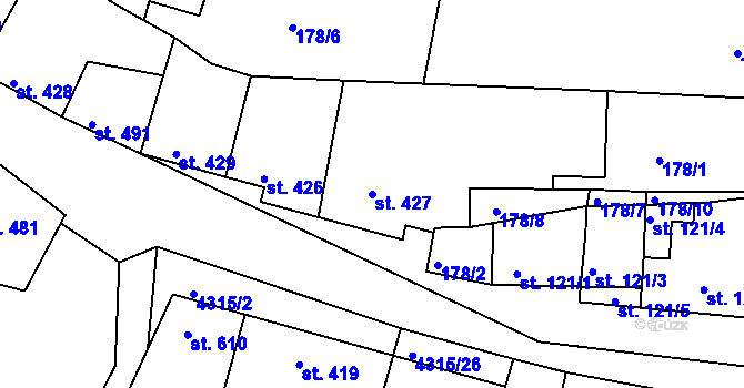 Parcela st. 427 v KÚ Šumice u Uherského Brodu, Katastrální mapa