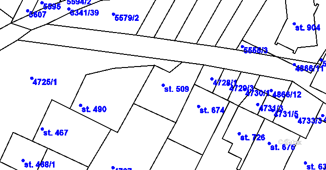 Parcela st. 509 v KÚ Šumice u Uherského Brodu, Katastrální mapa