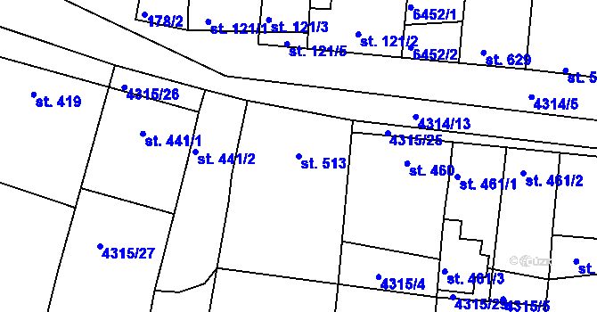 Parcela st. 513 v KÚ Šumice u Uherského Brodu, Katastrální mapa