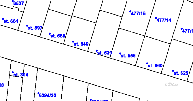 Parcela st. 539 v KÚ Šumice u Uherského Brodu, Katastrální mapa