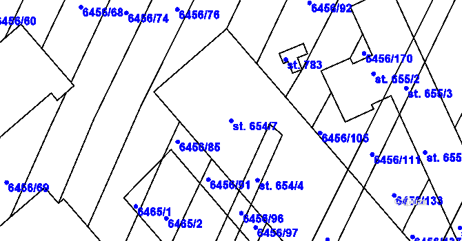 Parcela st. 654/7 v KÚ Šumice u Uherského Brodu, Katastrální mapa