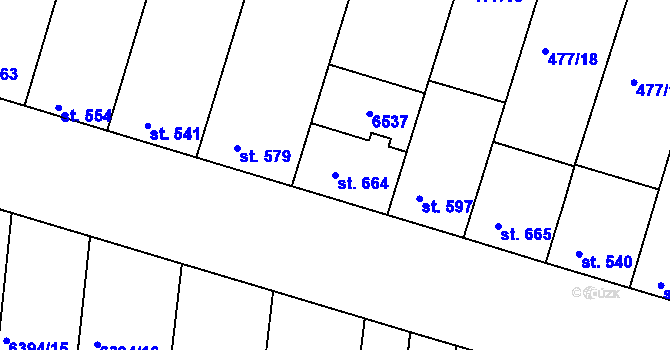 Parcela st. 664 v KÚ Šumice u Uherského Brodu, Katastrální mapa