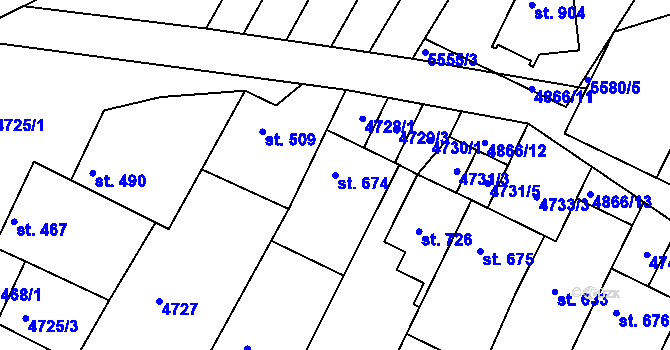 Parcela st. 674 v KÚ Šumice u Uherského Brodu, Katastrální mapa