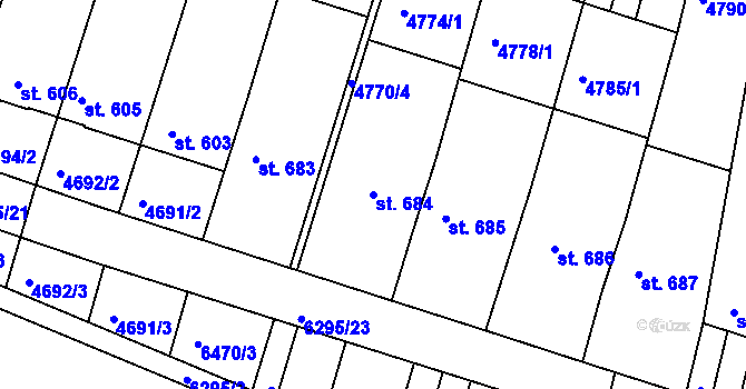 Parcela st. 684 v KÚ Šumice u Uherského Brodu, Katastrální mapa